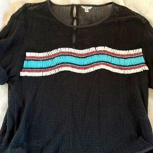 Guess top beaded embellish size large short sleeve